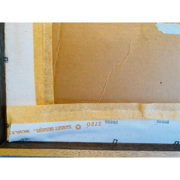 Vintage Needlepoint Wall Hanging, Sunset Design, Girl with Dog Embroidery - Picture 7 of 10